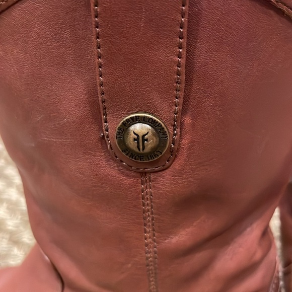 FRYE BOYS YOUTH MELISSA BUTTON LEATHER COWBOY WESTERN BOOT BROWN - Picture 3 of 7